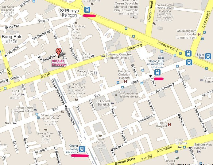 Карта проезда к Российскому консульству в Бангкоке